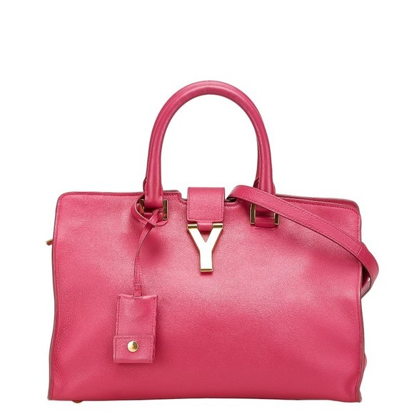 Saint Laurent Y Shoulder Bag Leather Pink Cabas - Picture 1 of 8